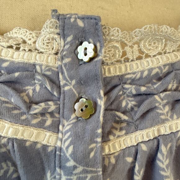 Eileen West Blue Floral Cotton Jersey Knit Nightgown Plus Size 2X Long Sleeve - Picture 4 of 9